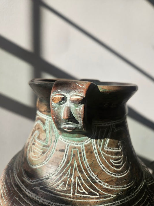 Mid 20th Century Marajoara Style Terracotta Double Faced Vessel