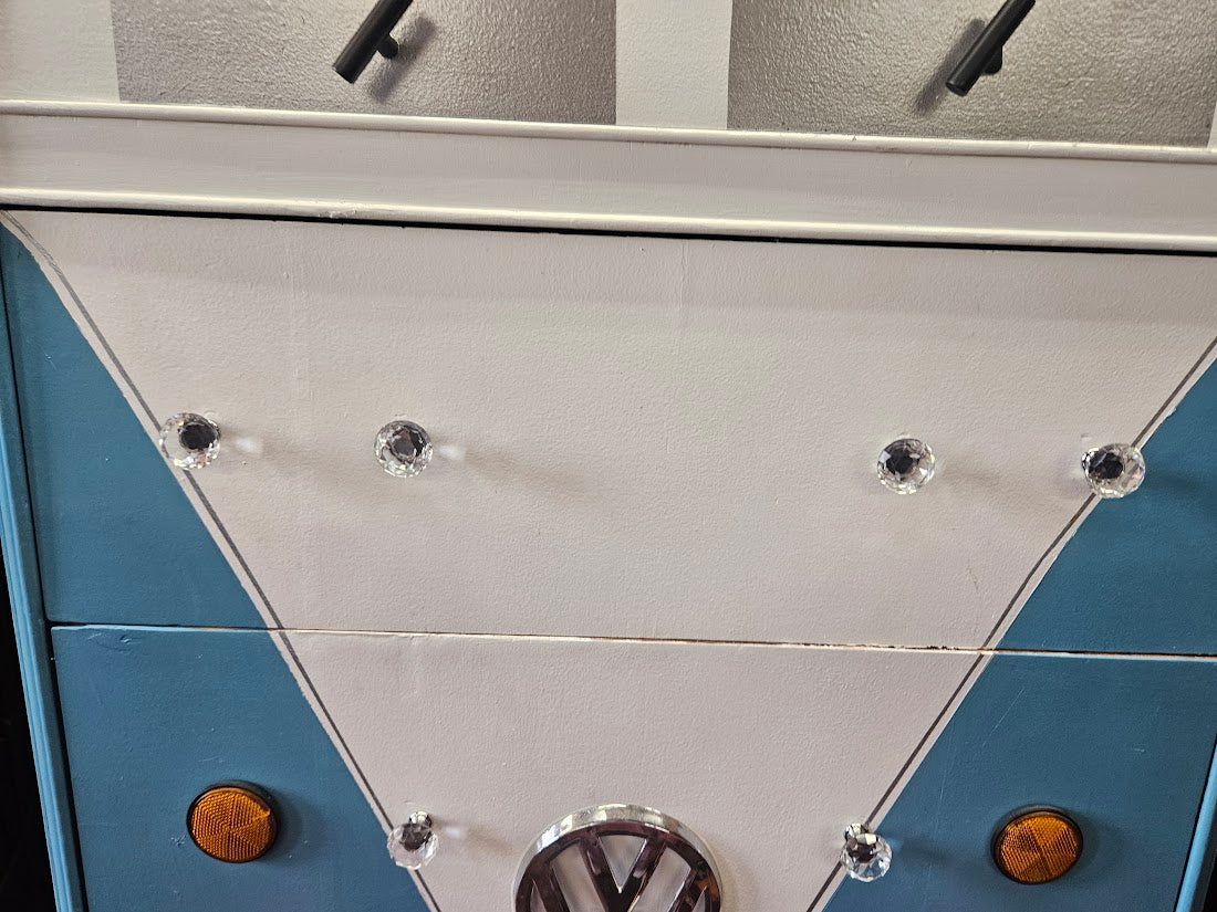 Custom Vintage VW Bus Waterfall Dresser With Working Headlights