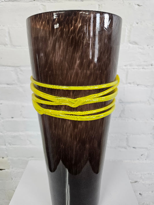 Artisan Blown Glass Vase With Rope Accent