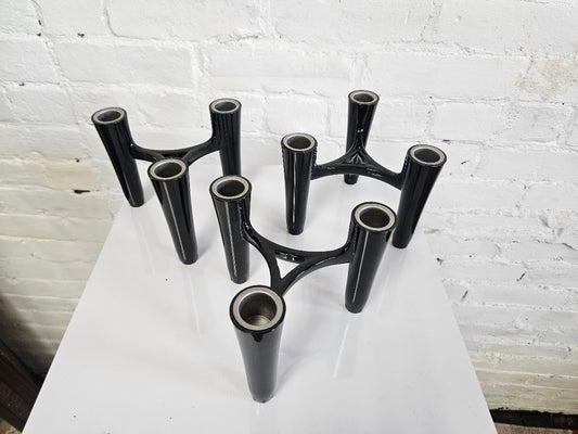 Vintage Koziol "Hommage" Black Modular Candle Holders (Set of 3)