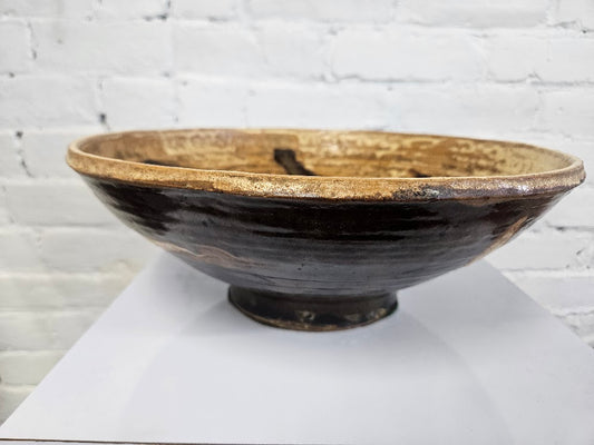 Vintage Mid-Century Modern Studio Pottery Large Bowl – Abstract Stoneware