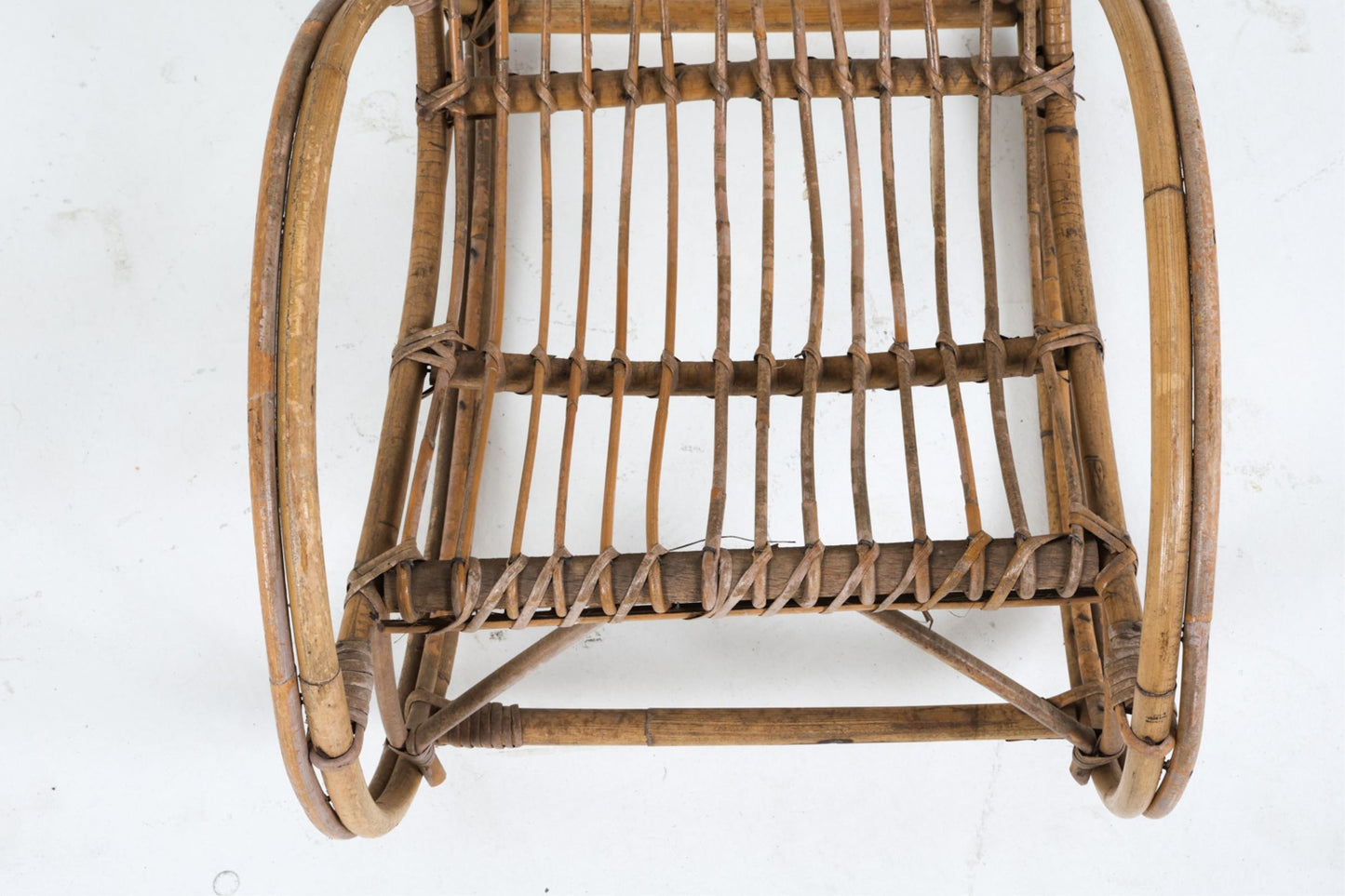 Mid 20th Century Danish Child's Bamboo & Rattan Rocking Chair