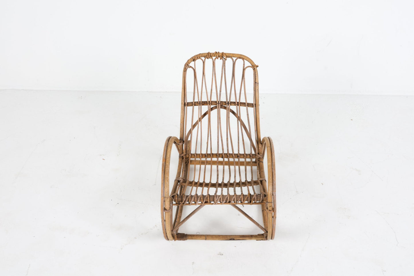 Mid 20th Century Danish Child's Bamboo & Rattan Rocking Chair