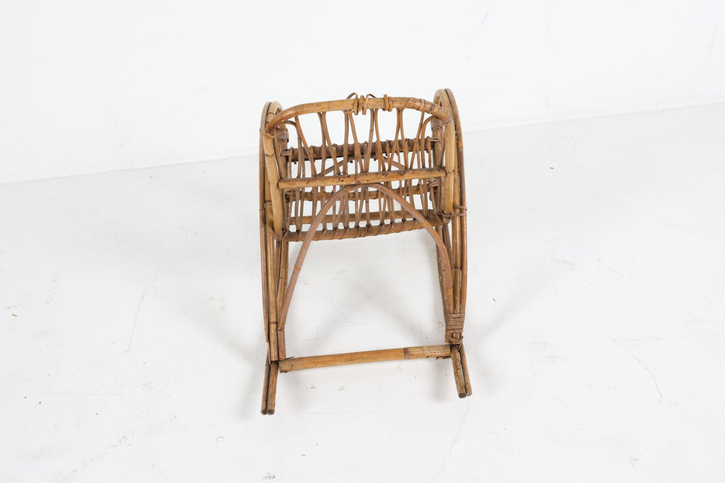 Mid 20th Century Danish Child's Bamboo & Rattan Rocking Chair