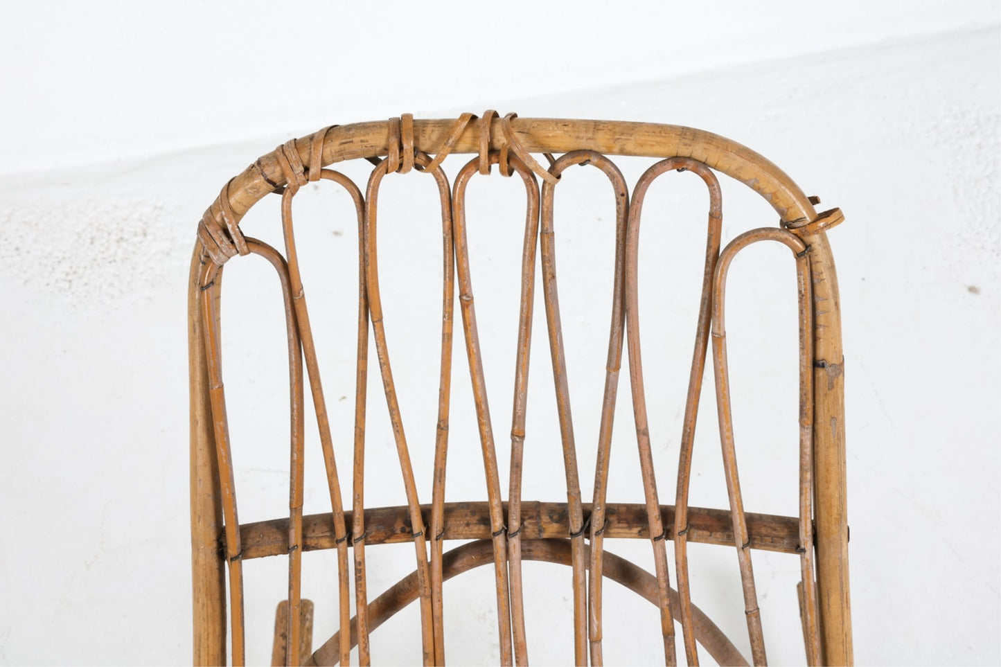 Mid 20th Century Danish Child's Bamboo & Rattan Rocking Chair