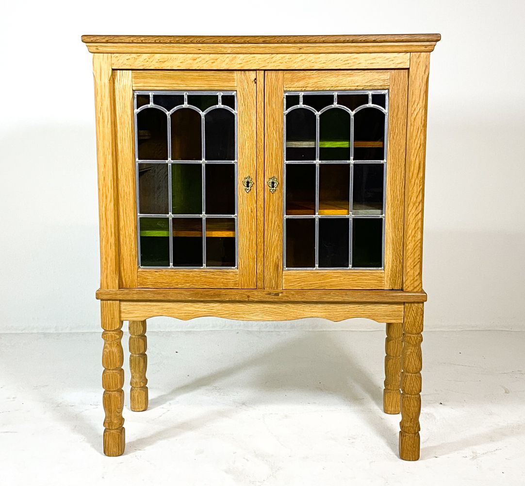 1970s Danish Oak & Glass Cabinet Henning Kjaernulf Style