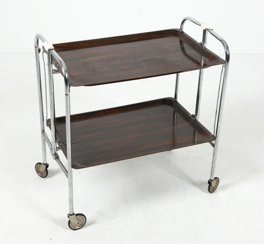 Vintage French Chrome Folding Bar Cart, c. 1970s