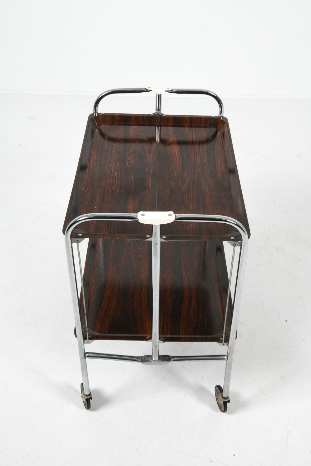 Vintage French Chrome Folding Bar Cart, c. 1970s