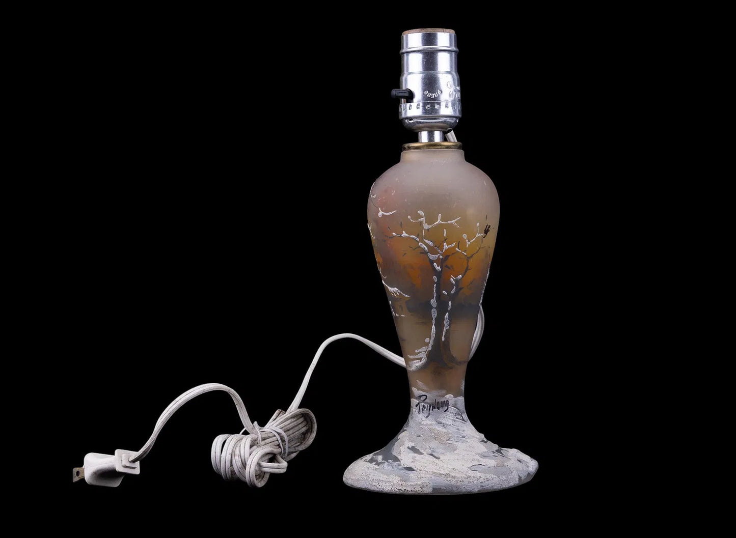 Peynaud French Signed Art Glass Lamp Base