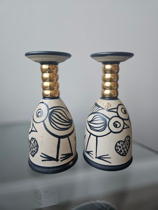 Pair of Decorative Candle Holders by Icelandic Artist Inga Elín