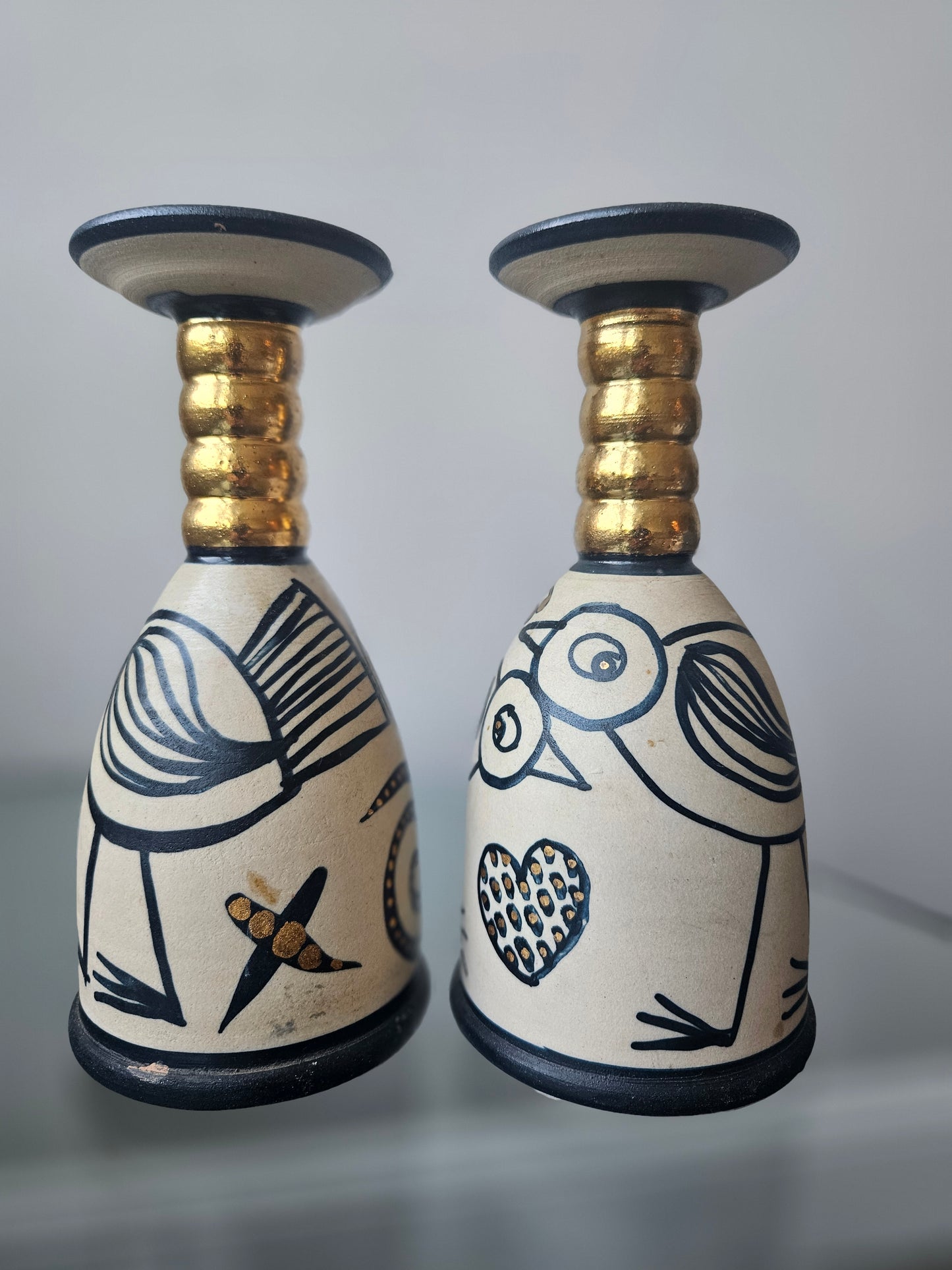 Pair of Decorative Candle Holders by Icelandic Artist Inga Elín
