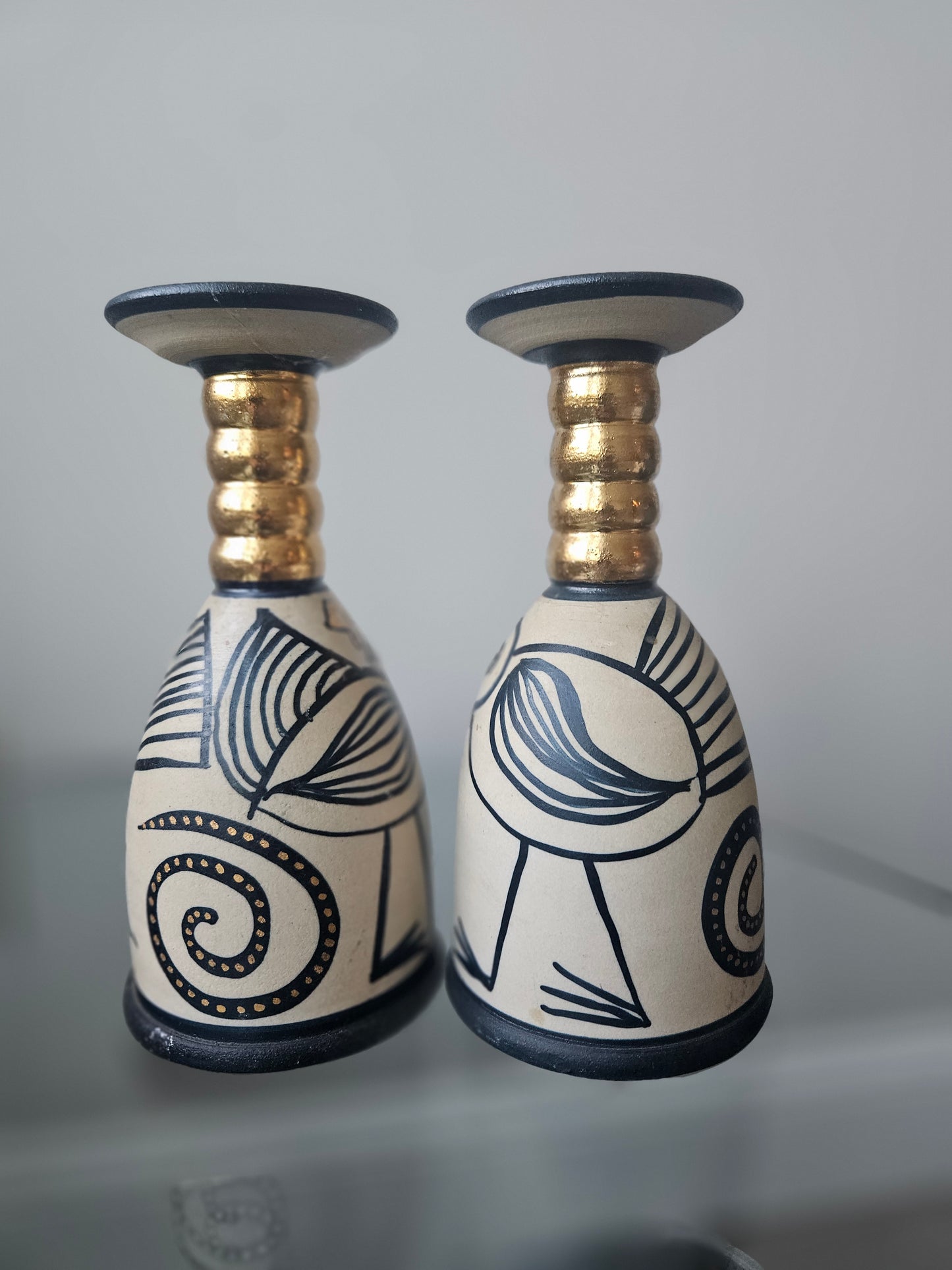 Pair of Decorative Candle Holders by Icelandic Artist Inga Elín