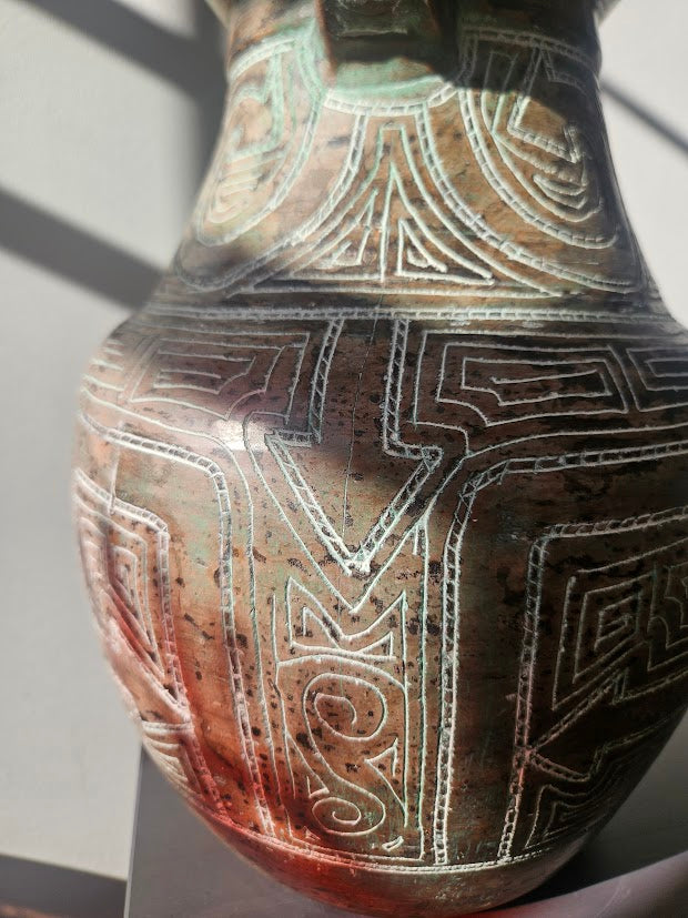Mid 20th Century Marajoara Style Terracotta Double Faced Vessel