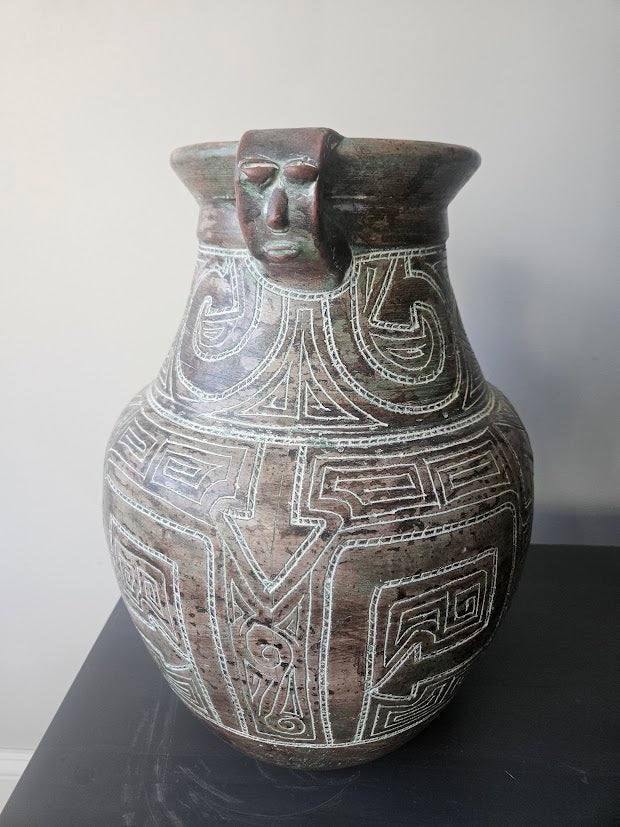 Mid 20th Century Marajoara Style Terracotta Double Faced Vessel