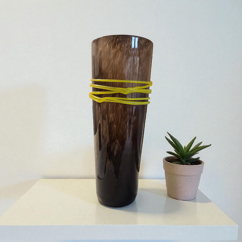 Artisan Blown Glass Vase With Rope Accent