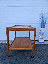 Danish Teak & Tile Bar Cart C. 1960s