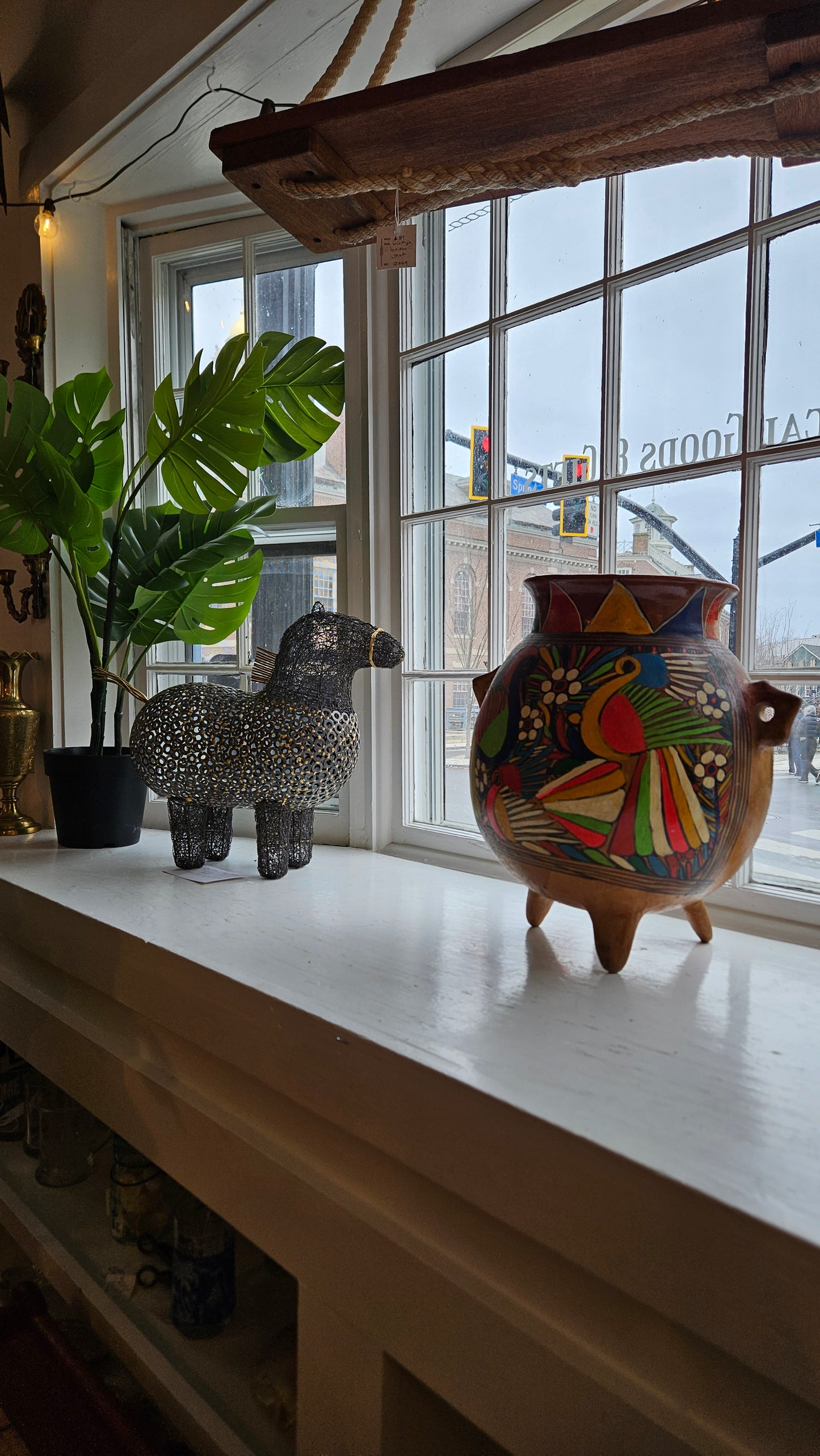 Mexican Talavera Pottery Footed Planter