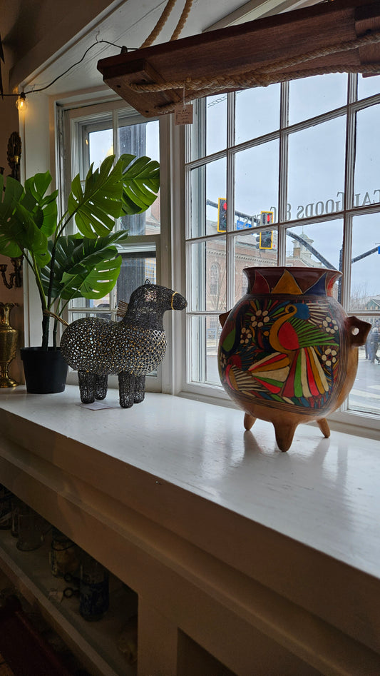 Mexican Talavera Pottery Footed Planter