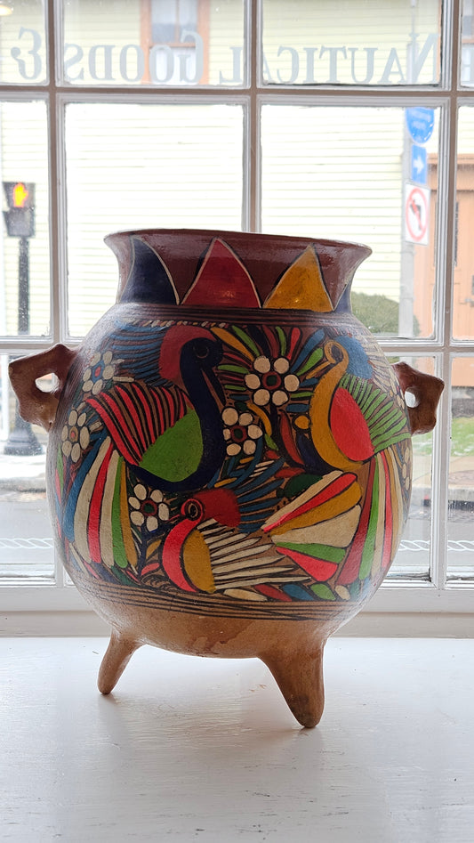 Mexican Talavera Pottery Footed Planter