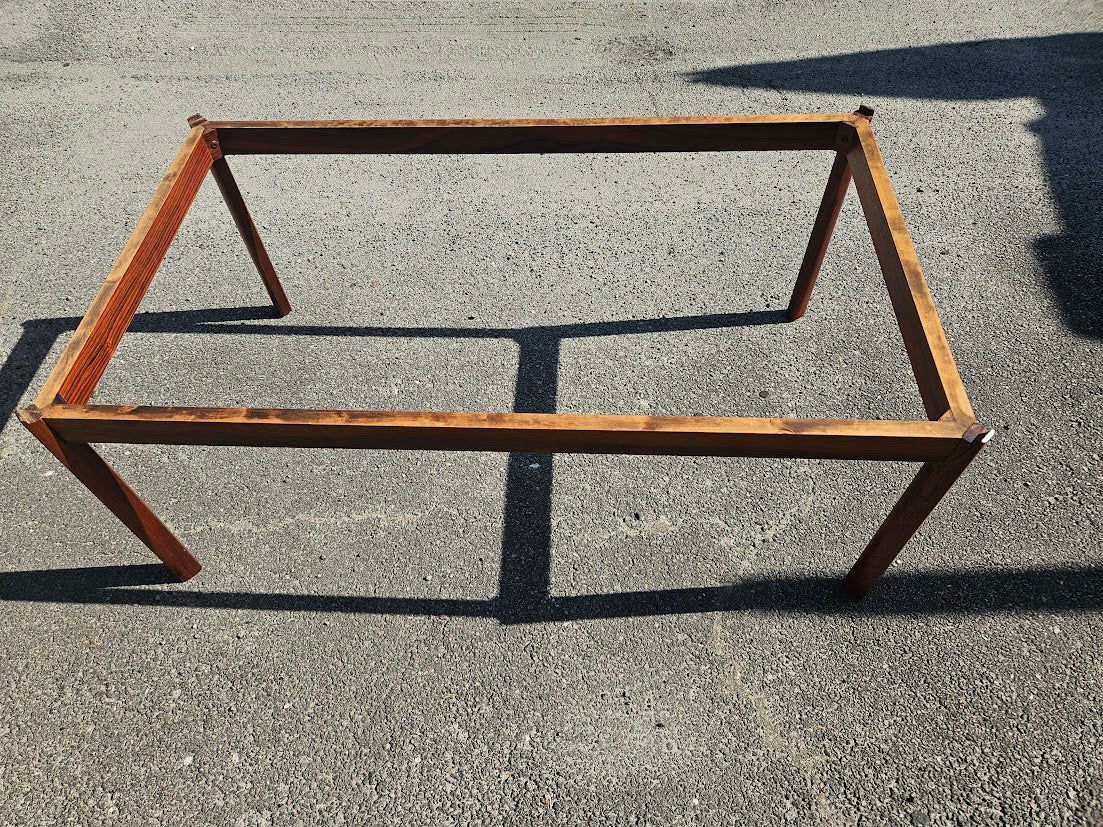 Mid Century Modern Brazilian Rosewood Coffee Table With Smoked Glass Top