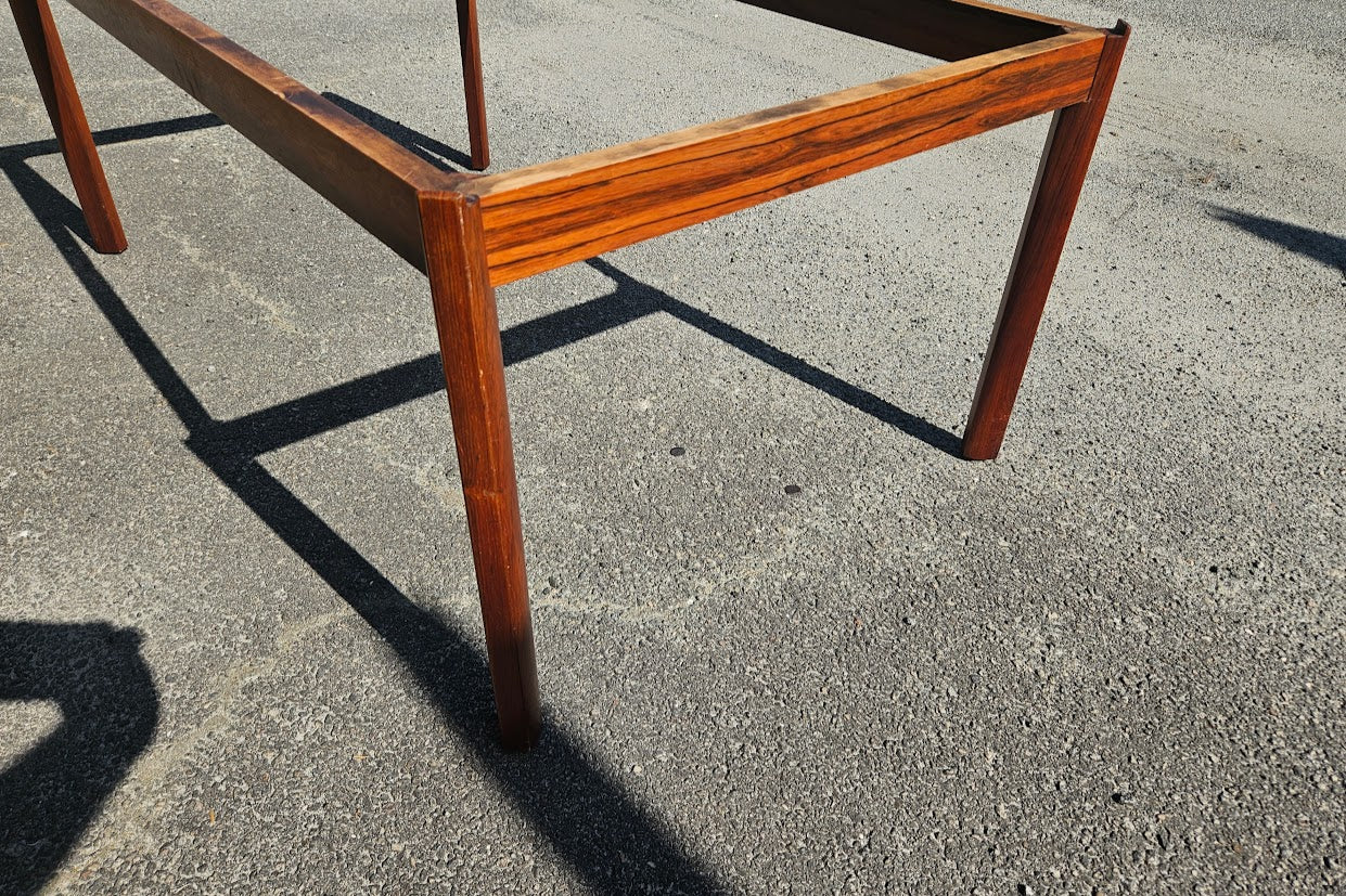 Mid Century Modern Brazilian Rosewood Coffee Table With Smoked Glass Top