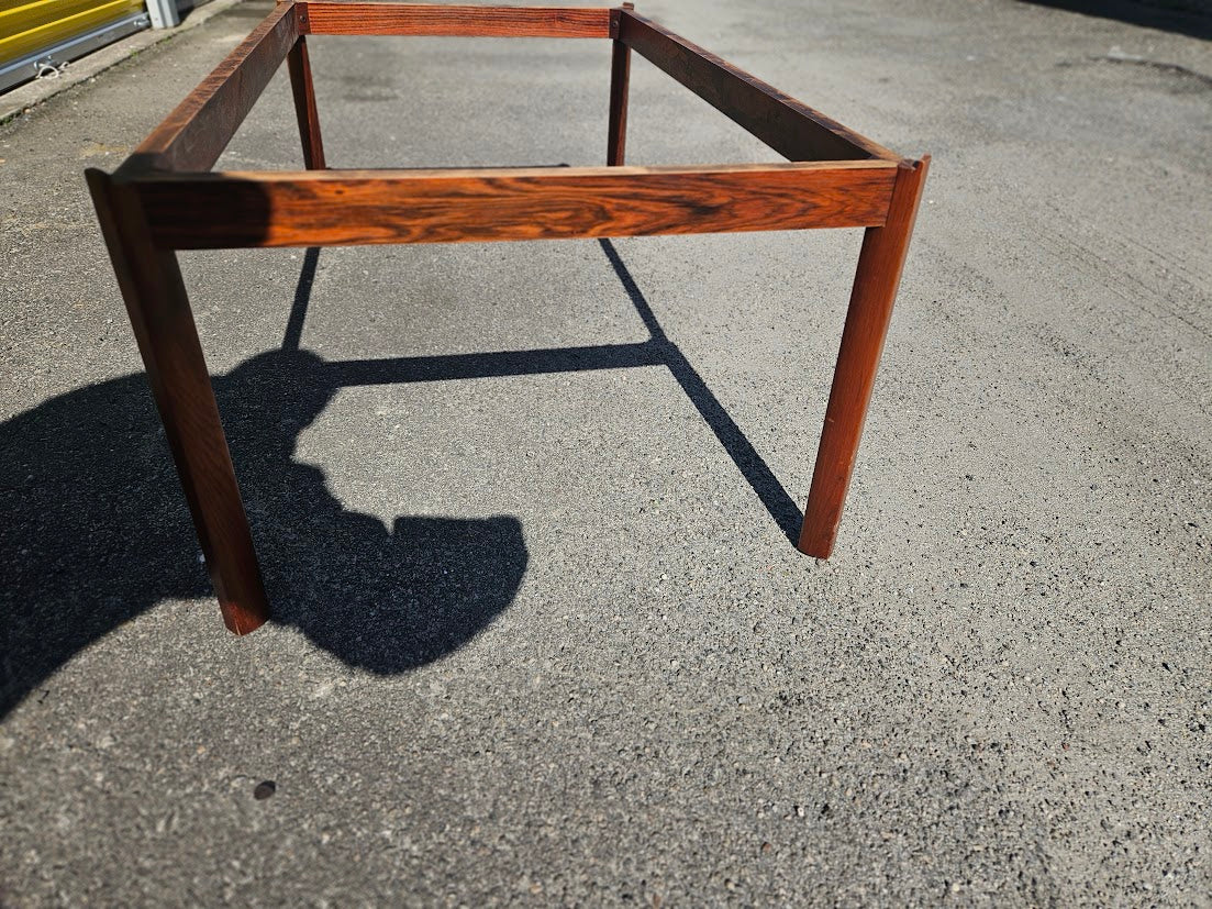 Mid Century Modern Brazilian Rosewood Coffee Table With Smoked Glass Top