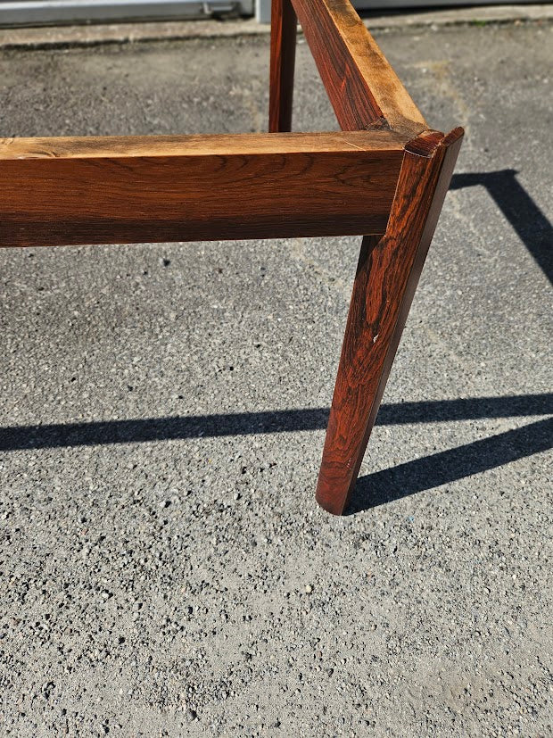 Mid Century Modern Brazilian Rosewood Coffee Table With Smoked Glass Top