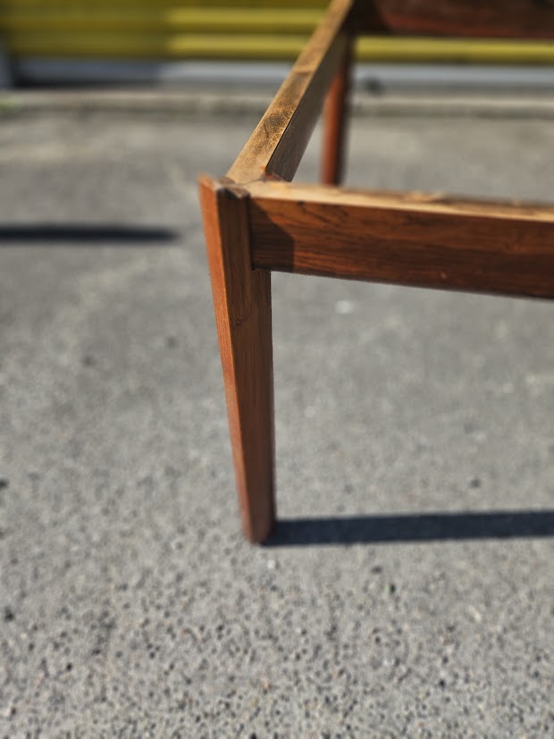 Mid Century Modern Brazilian Rosewood Coffee Table With Smoked Glass Top