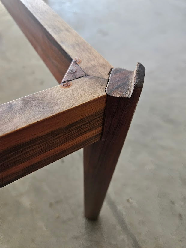 Mid Century Modern Brazilian Rosewood Coffee Table With Smoked Glass Top