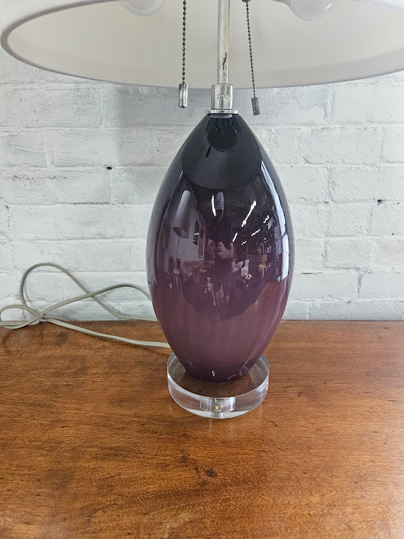 Mottega Purple & Lucite Double Socket Lamp