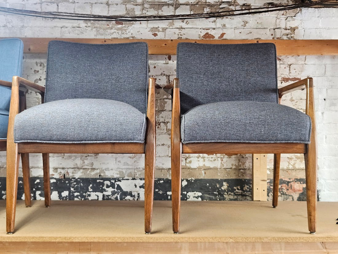 Pair of Mid-Century Modern Accent Chairs - Gray (New fabric)