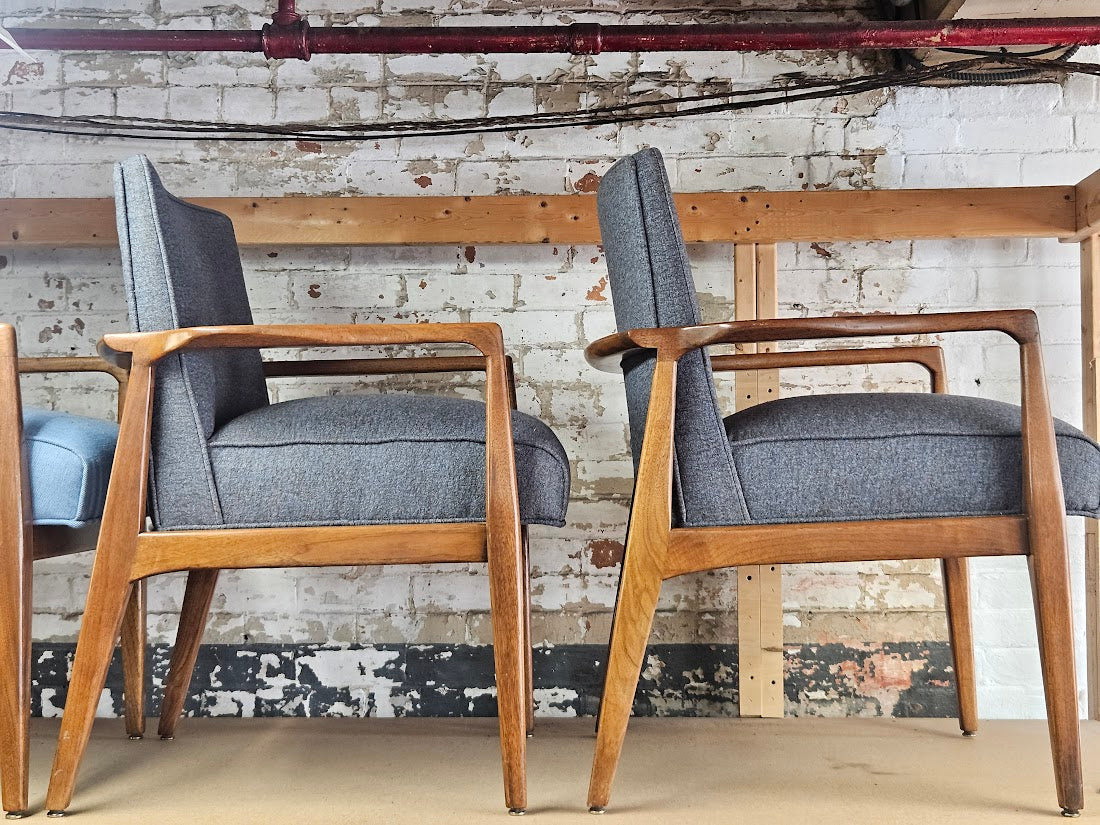 Pair of Mid-Century Modern Accent Chairs - Gray (New fabric)
