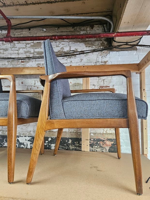 Pair of Mid-Century Modern Accent Chairs - Gray (New fabric)