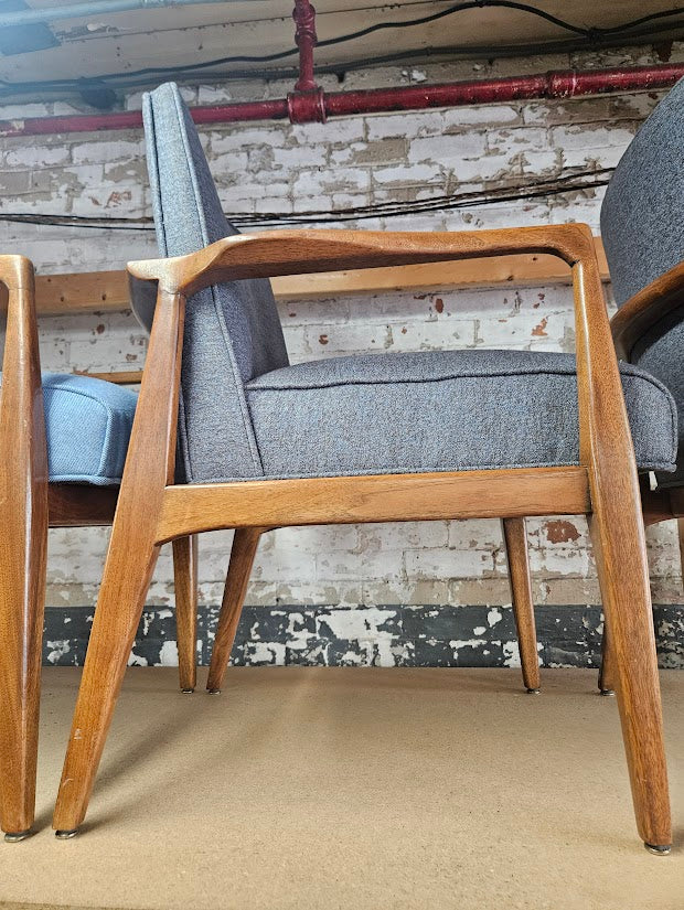 Pair of Mid-Century Modern Accent Chairs - Gray (New fabric)