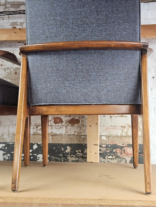 Pair of Mid-Century Modern Accent Chairs - Gray (New fabric)