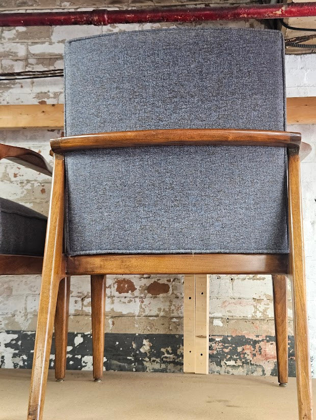 Pair of Mid-Century Modern Accent Chairs - Gray (New fabric)