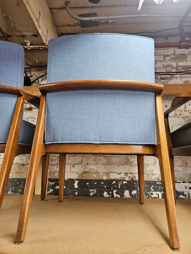 Pair of Mid-Century Modern Accent Chairs - Light Blue (New fabric)