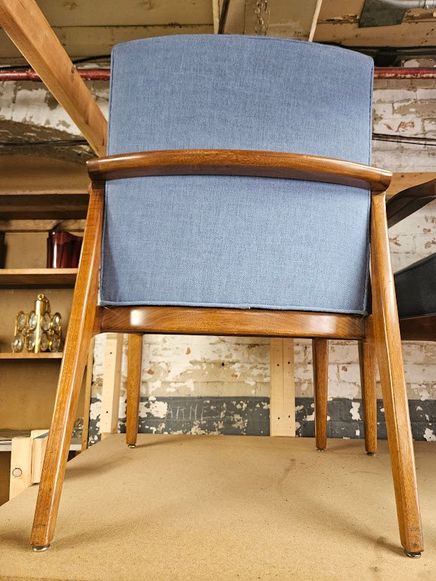 Pair of Mid-Century Modern Accent Chairs - Light Blue (New fabric)