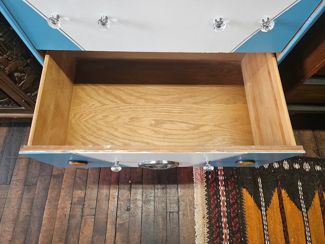 Custom Vintage VW Bus Waterfall Dresser With Working Headlights