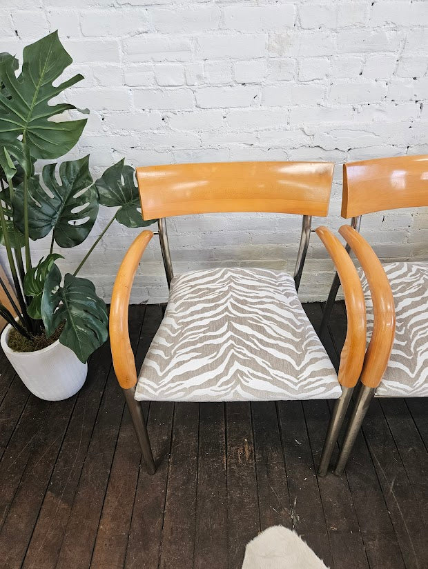 Set of 4 - Bernhardt Dining Chairs W/Zebra Fabric