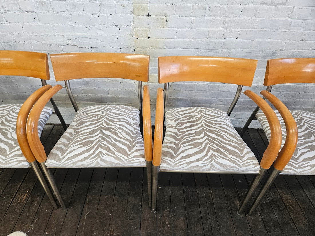 Set of 4 - Bernhardt Dining Chairs W/Zebra Fabric