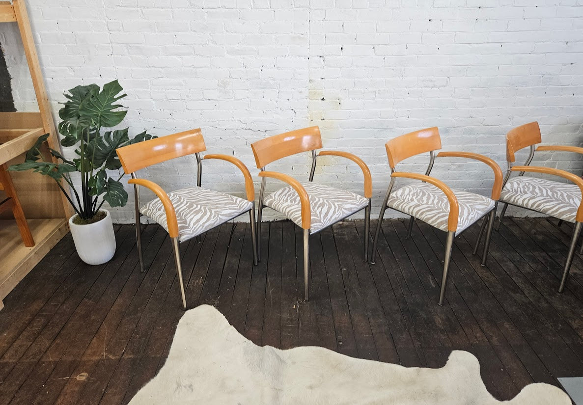 Set of 4 - Bernhardt Dining Chairs W/Zebra Fabric