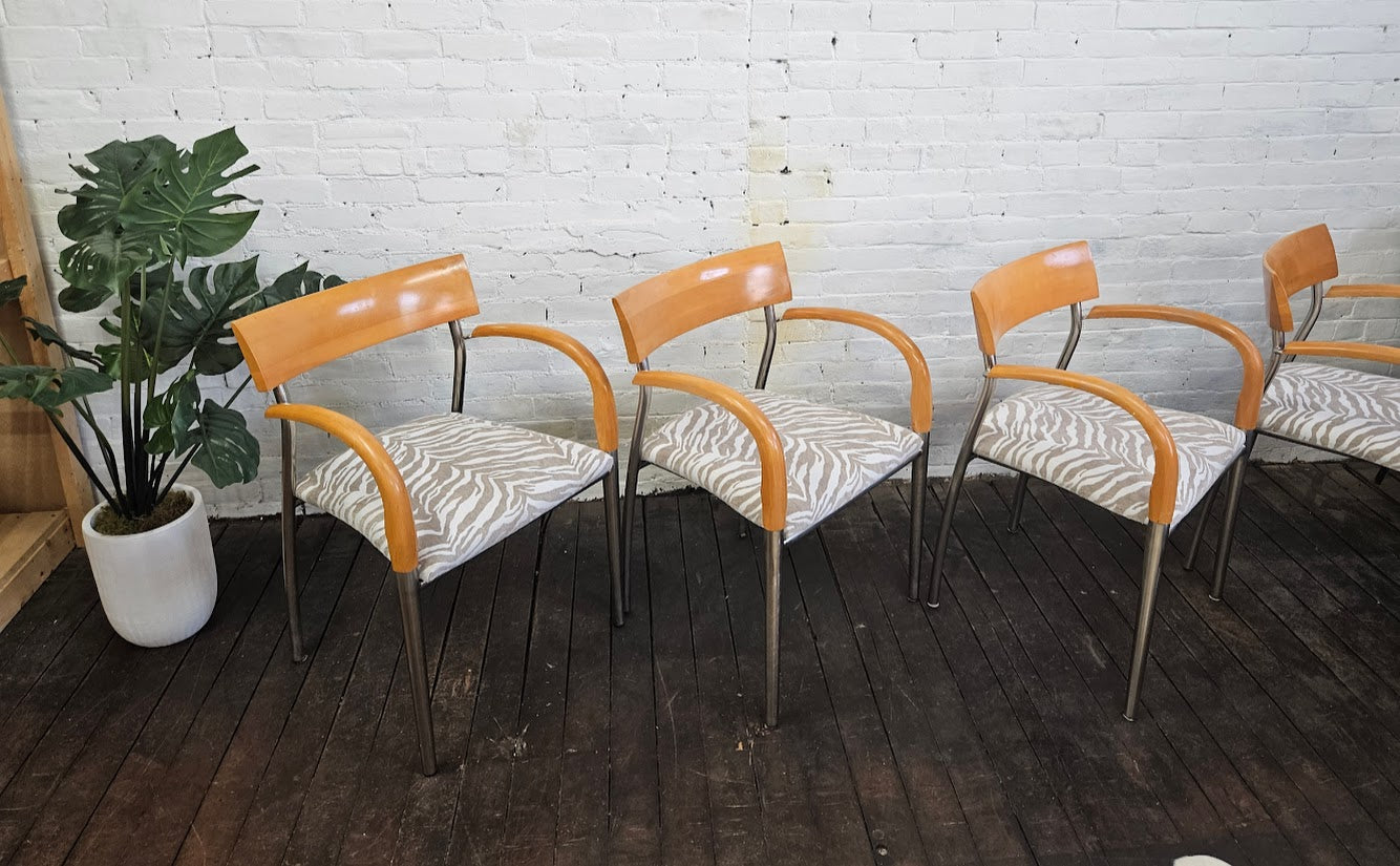 Set of 4 - Bernhardt Dining Chairs W/Zebra Fabric