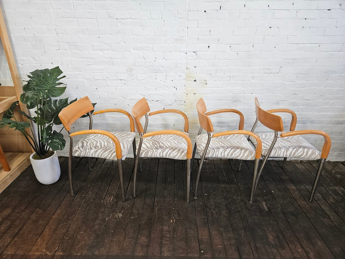 Set of 4 - Bernhardt Dining Chairs W/Zebra Fabric