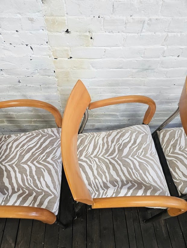 Set of 4 - Bernhardt Dining Chairs W/Zebra Fabric