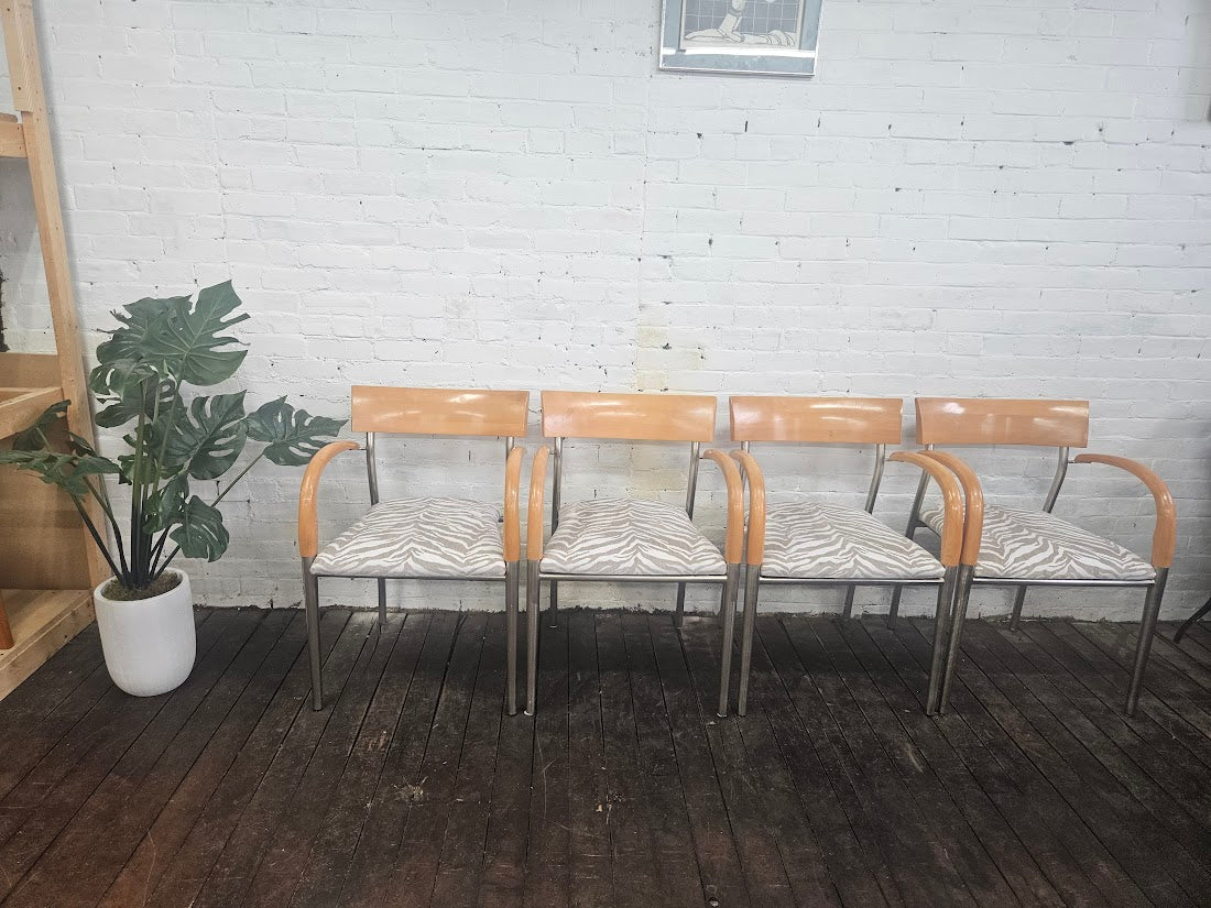 Set of 4 - Bernhardt Dining Chairs W/Zebra Fabric
