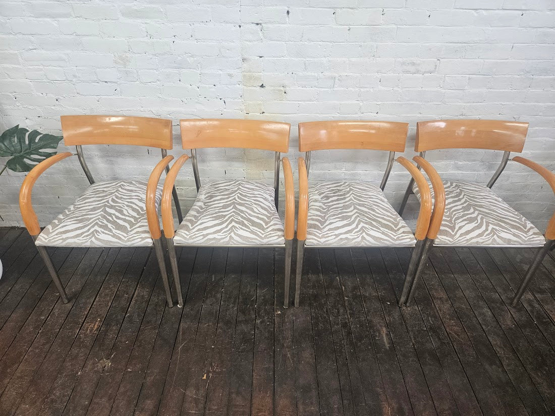 Set of 4 - Bernhardt Dining Chairs W/Zebra Fabric