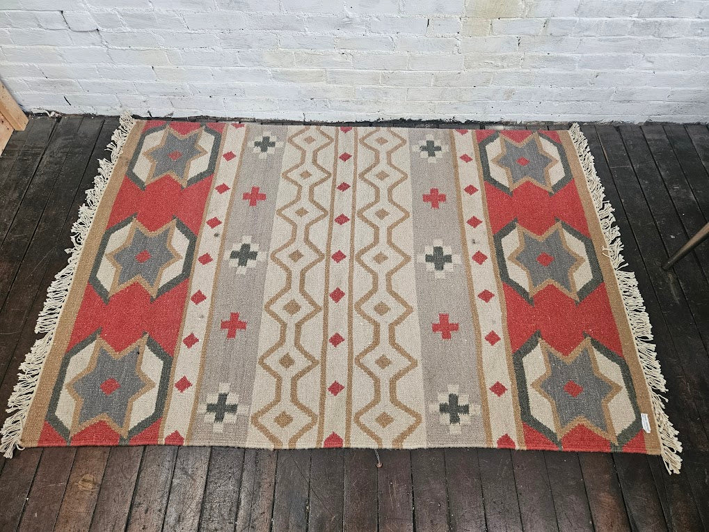 Authentic Turkish Kilim Rug – Geometric Tribal Flatweave