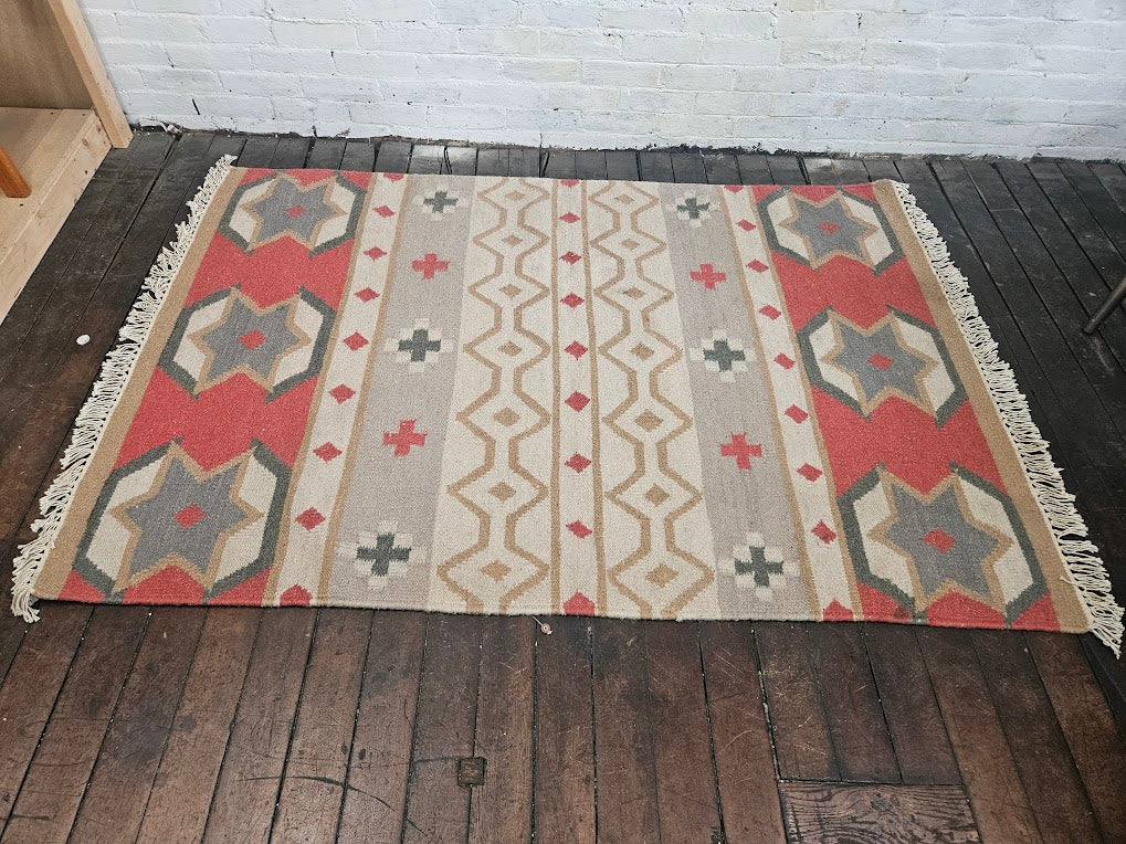 Authentic Turkish Kilim Rug – Geometric Tribal Flatweave