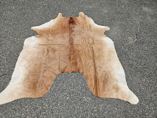 Light Brown & White Genuine Cowhide Rug - 74” x 68”